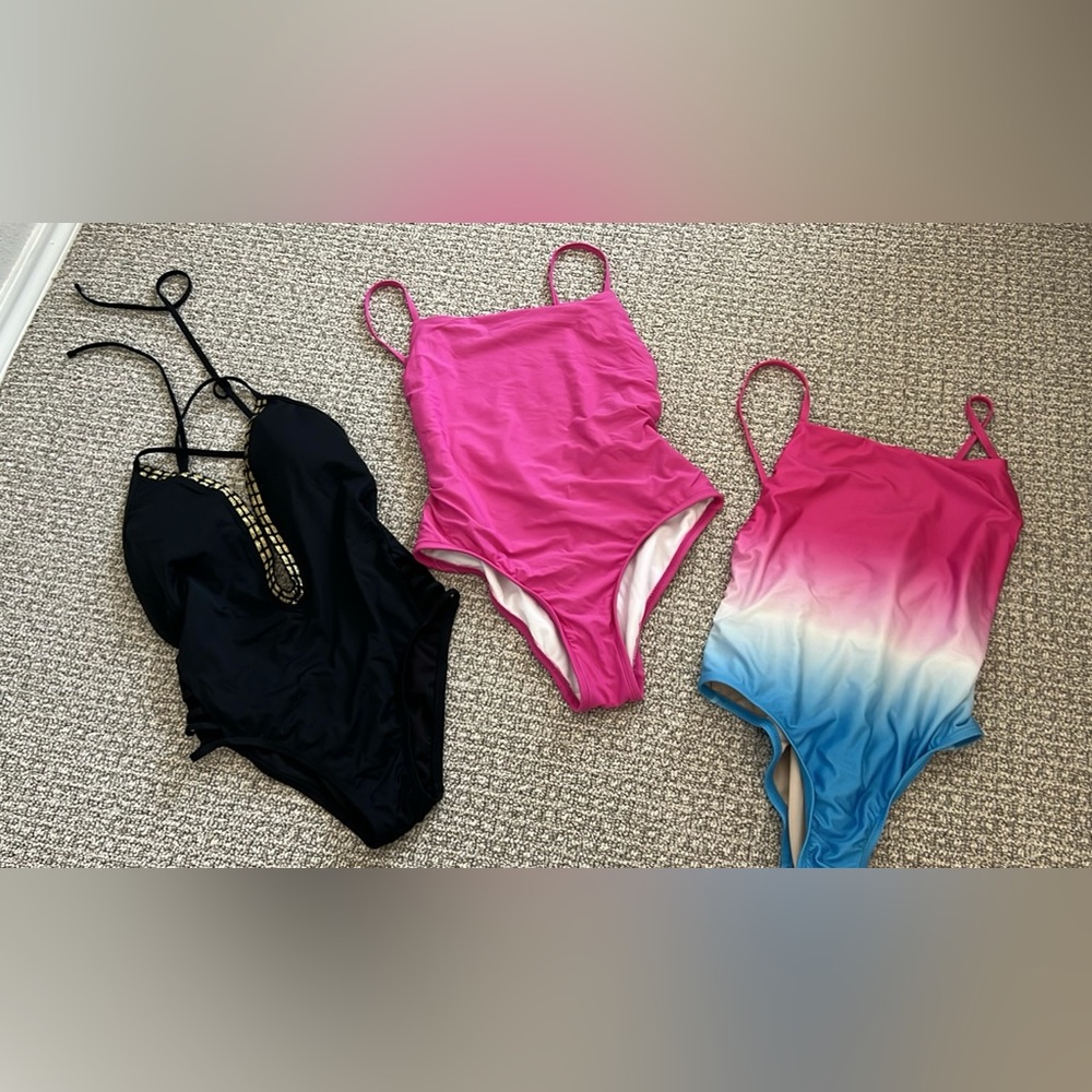 Free Press Swimsuit Swimwear One Piece Black Pink Blue S